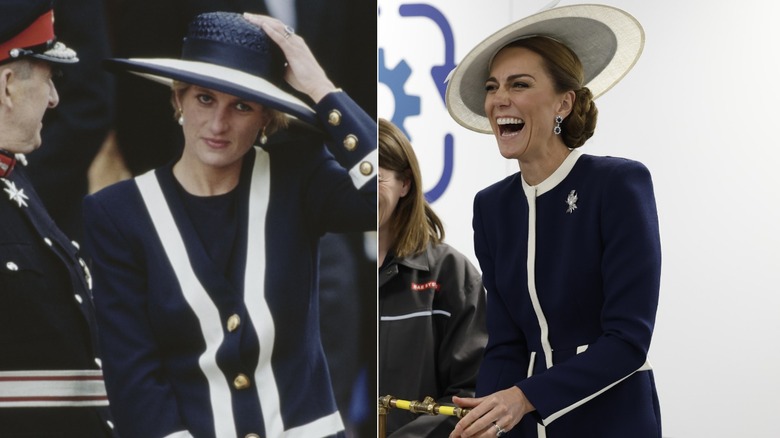 Photos côte à côte de la princesse Diana et Kate Middleton dans les tenues inspirées des marins