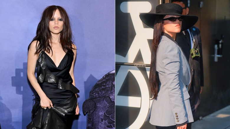 Image divisée de Jenna Ortega faisant la presse pour la saison 2 de 