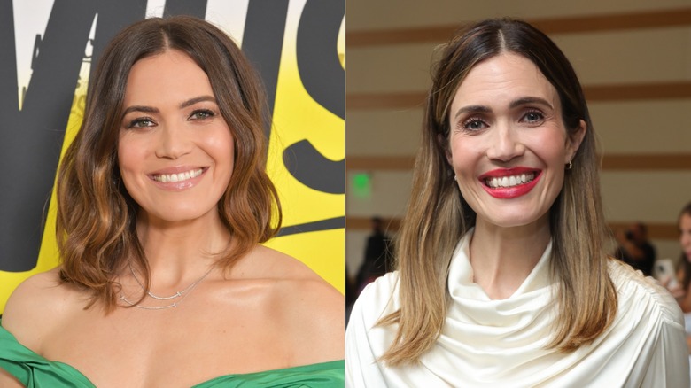 Mandy Moore en robe verte et plus tard en chemise blanche