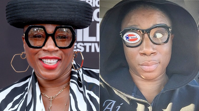 Aisha Hinds avec et sans maquillage, photos côte à côte