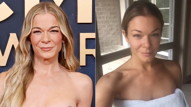 LeAnn Rimes avec et sans maquillage, photos côte à côte