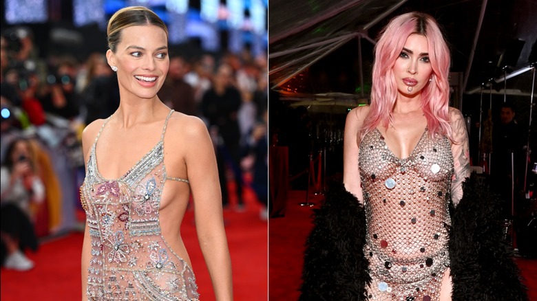 Margot Robbie et Megan Fox en robes transparentes sur le tapis rouge