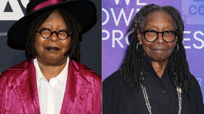 Whoopi Goldberg en 2021 et 2025, photos côte à côte