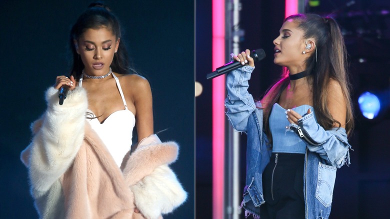 Ariana Grande avec ses vestes autour des coudes en 2016