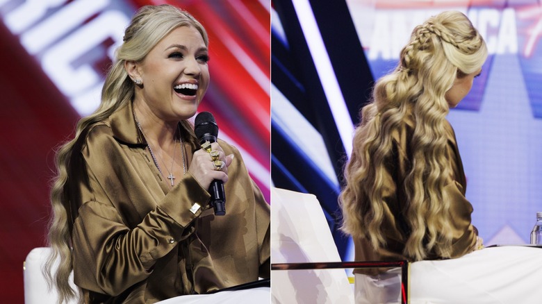 Deux images d'Erika Kirk et de ses cheveux lors d'un événement avec Nicki Minaj
