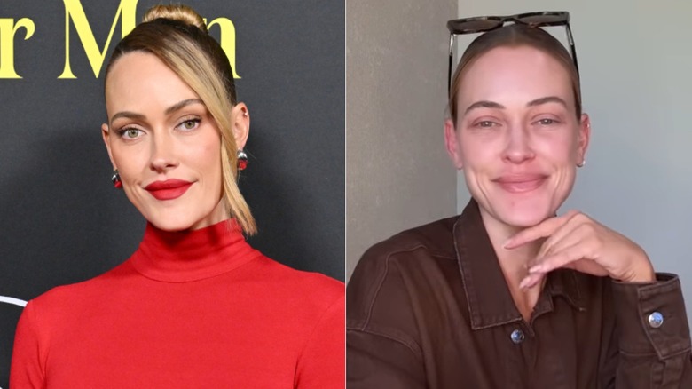 À gauche : Peta Murgatroyd maquillée ; À droite : Peta Murgatroyd sans maquillage