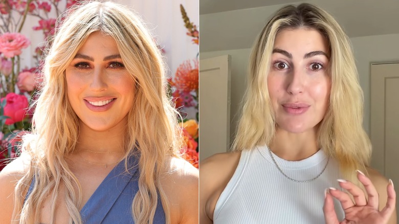 À gauche : Emma Slater maquillée ; À droite : Emma Slater sans maquillage