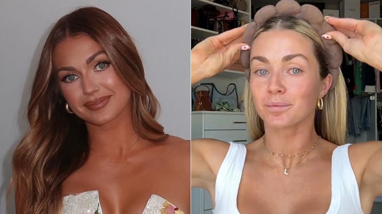 À gauche : Lindsay Arnold maquillée ; À droite : Lindsay Arnold sans maquillage