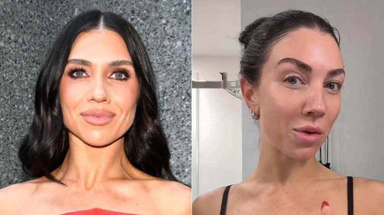 À gauche : Jenna Johnson Chmerkovskiy maquillée ; À droite : Jenna Johnson Chmerkovskiy sans maquillage