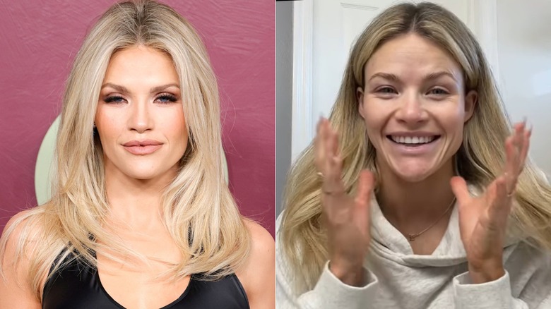 À gauche : Witney Carson maquillée ; À droite : Witney Carson sans maquillage