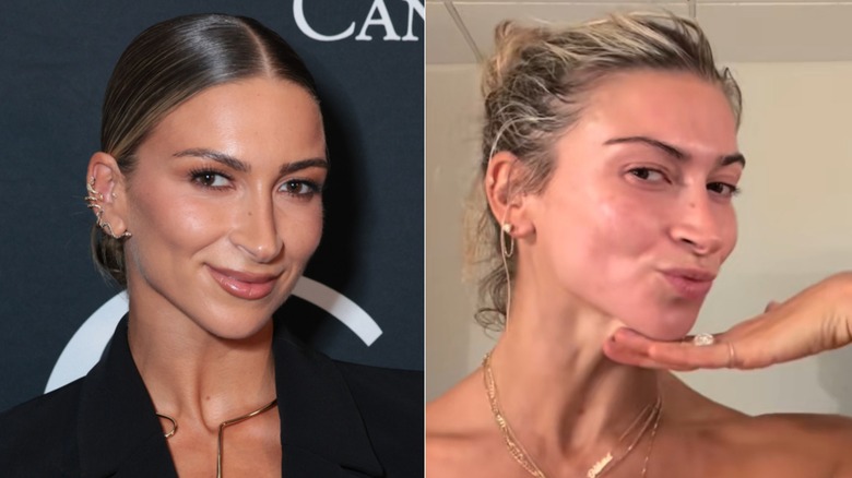 À gauche : Daniella Karagach maquillée ; À droite : Daniella Karagach sans maquillage
