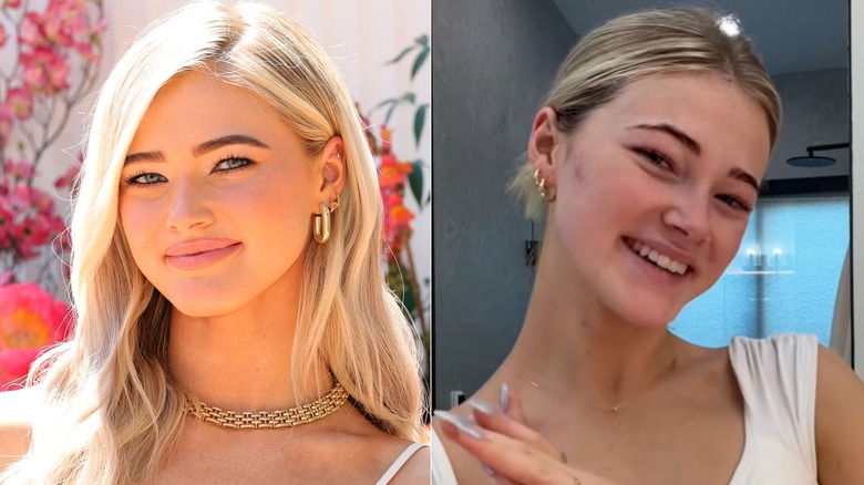 À gauche : Rylee Arnold maquillée ; À droite : Rylee Arnold sans maquillage