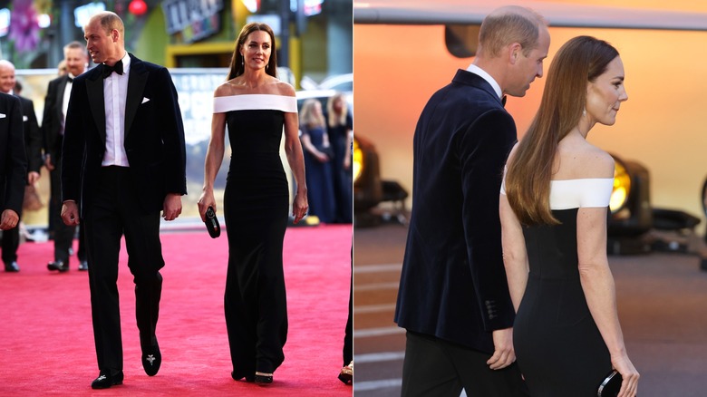 Image partagée du prince William et de Kate Middleton vêtus de noir et blanc lors de la première de 