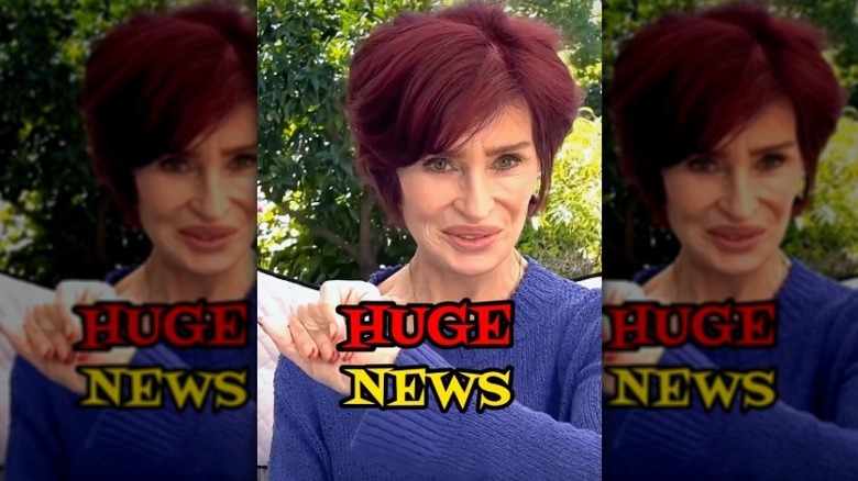 Sharon Osbourne porte un pull bleu