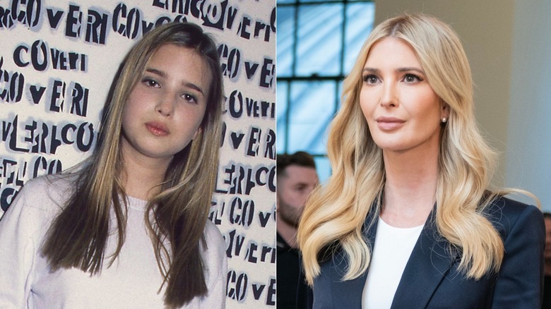 Photos côte à côte d'Ivanka Trump comparant son look lorsqu'elle était plus jeune à son look actuel