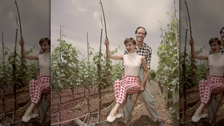 Audrey Hepburn et Mel Ferrer en Italie en 1955