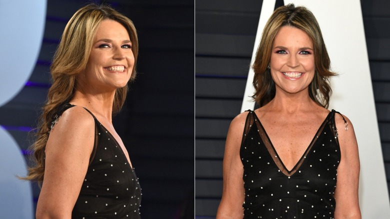 Image partagée de Savannah Guthrie assistant à la soirée des Oscars de Vanity Fair en 2017, portant ses cheveux en boucles douces dans le dos