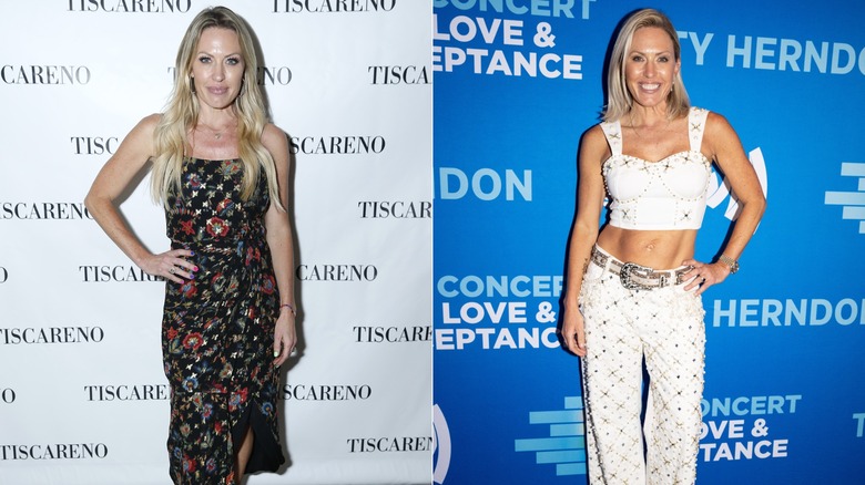 Braunwyn Windham-Burke posant sur le tapis rouge en 2022 et souriant sur le tapis rouge en 2024, photos côte à côte