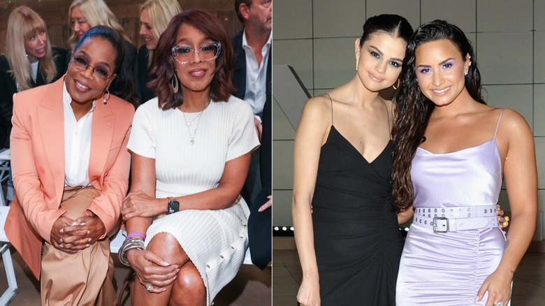 Oprah Winfrey est assise à côté de Gayle King. Selena Gomez aux côtés de Demi Lovato