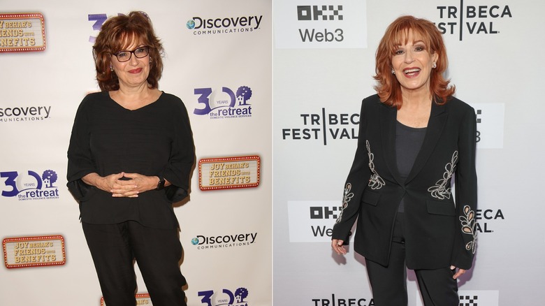 G : Joy Behar participe à la collecte de fonds des amis de Joy Behar avec avantages pour la retraite au Guild Hall le 3 septembre 2017 / R : Joy Behar assiste à la "Barbara Walter, dis-moi tout" première lors du Tribeca Festival 2025 au SVA Theatre le 12 juin 2025