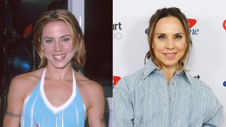 Photos côte à côte comparant une jeune et actuelle Melanie Chisholm