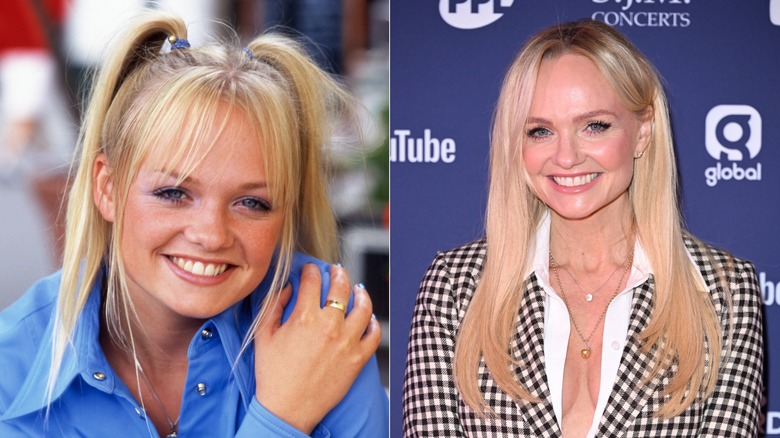 Photos côte à côte comparant une jeune et actuelle Emma Bunton