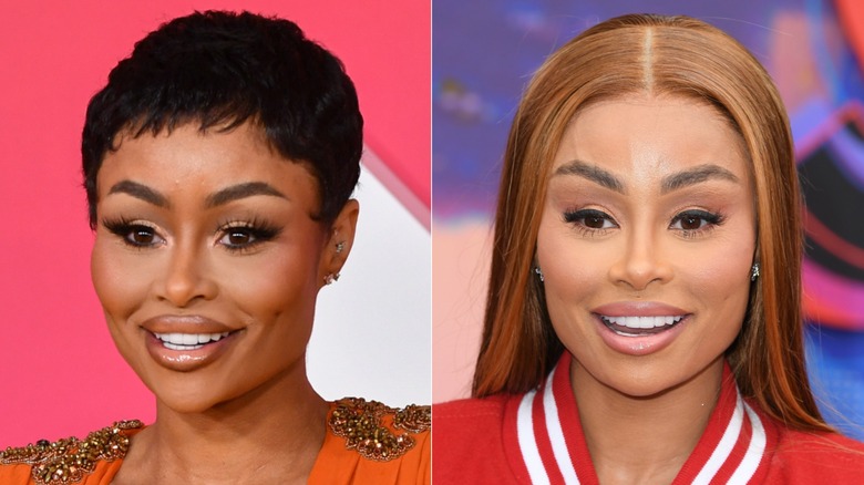Photos côte à côte de Blac Chyna sur le tapis rouge en février 2023 et mars 2023 avec moins de remplissage