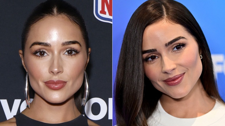 Photos côte à côte d'Olivia Culpo en février 2024 et mai 2024 après avoir dissous ses produits de comblement pour les lèvres