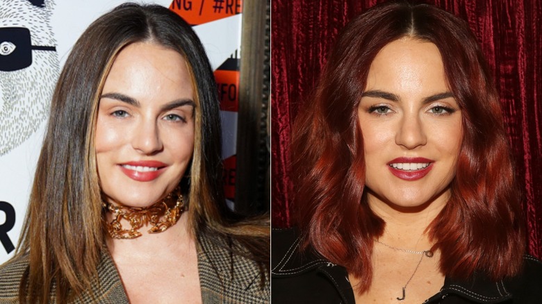 Photos côte à côte de JoJo Levesque souriant en 2022 et en 2023 avec son produit de comblement des lèvres dissous