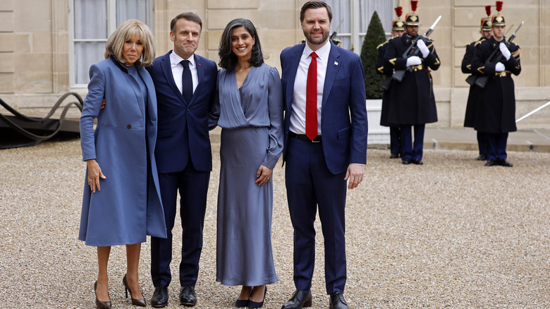 les macrons et vances à paris février 2025