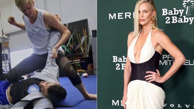 Charlize Theron s'entraîne contre le look du tapis rouge