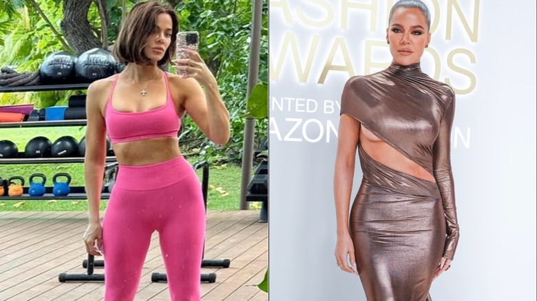 Photo d'entraînement de Khloe Kardashian vs look tapis rouge