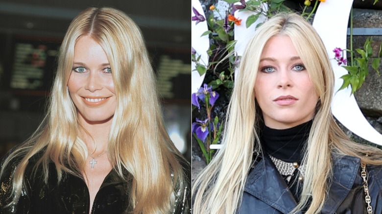 Photos côte à côte de Claudia Schiffer et Clementine Vaughn