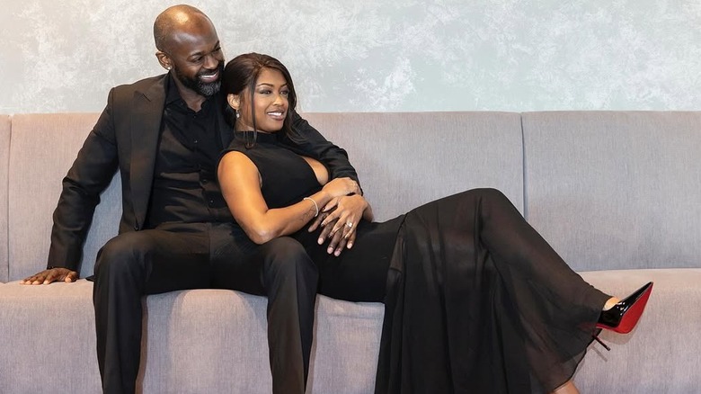 Javicia Leslie avec son mari Nana-Yaw Asamoah pendant les fiançailles