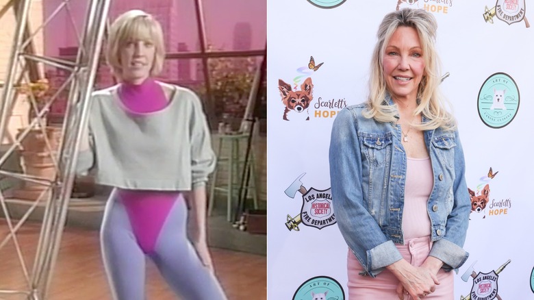 Heather Locklear sourit en portant un justaucorps rose / Heather Locklear sourit en portant une veste en jean