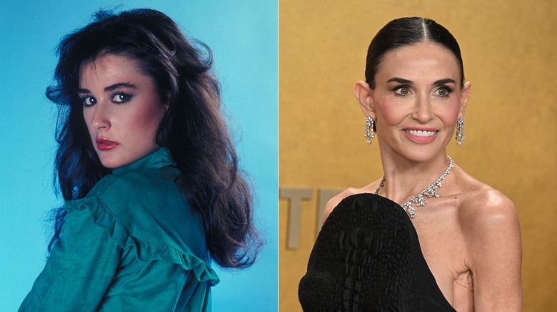Photos côte à côte d'une jeune et actuelle Demi Moore