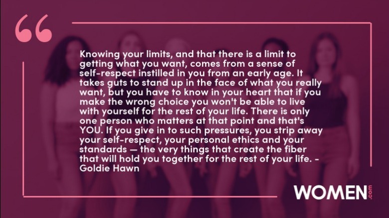 Citation de texte Goldie Hawn sur graphique violet