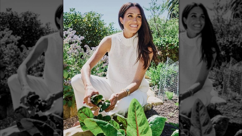 Meghan Markle sourit en jardinant en 2025