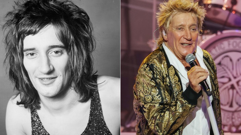 Rod Stewart photographié en 1971 (à gauche) et 2026 (à droite)
