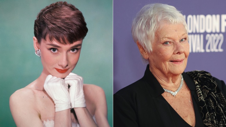 Image partagée d'Audrey Hepburn et Judi Dench portant chacune une coupe courte de lutin avec une partie latérale