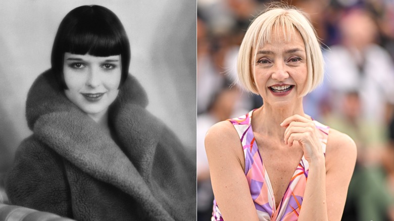 Image partagée de Louise Brooks et Maria de Medeiros portant de la même manière un carré pointu avec une frange courte
