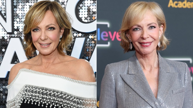 Image partagée d'Allison Janney avec une coiffure brune aux reflets blonds et une teinture blanc-blond