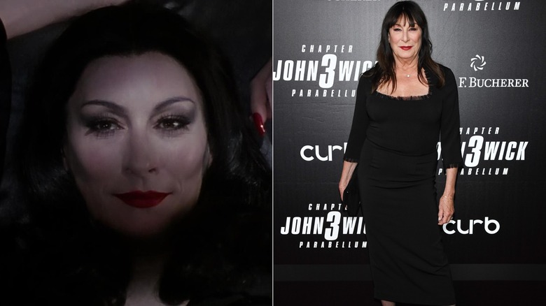 Anjelica Huston dans le rôle de Morticia Addams et à la première de John Wick : Chapitre 3 à New York