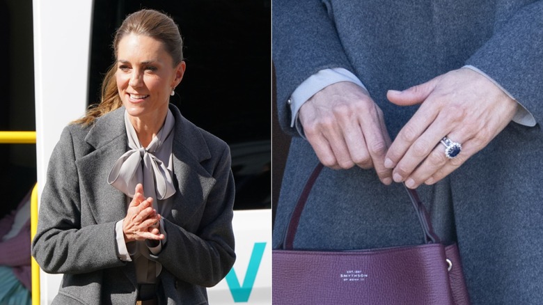 Côte à côte montrant Kate Middleton et un gros plan de sa manucure naturelle